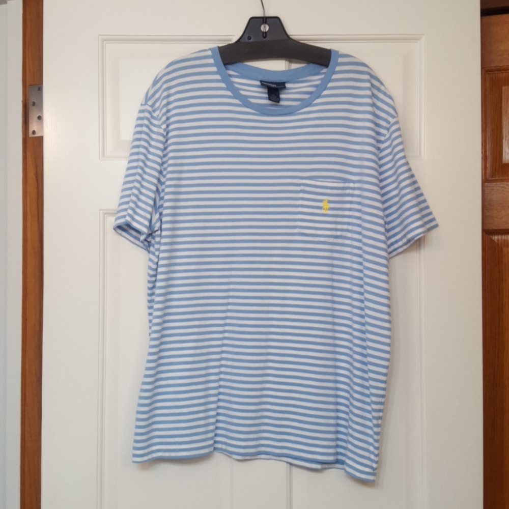 POLO RALPH LAUREN LT BLUE AND WHITE STRIPE SHIRT